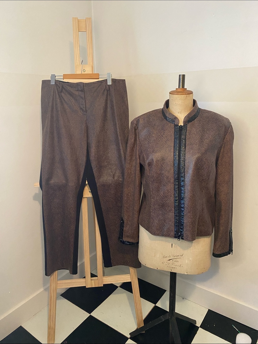 Vintage Joseph Ribkoff Snake Print Pant Suit Set Made in Canada Size 14